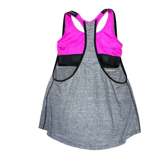 Women’s Nike Gray Racerback Tank Top with Built in Bra - Picture 2 of 5
